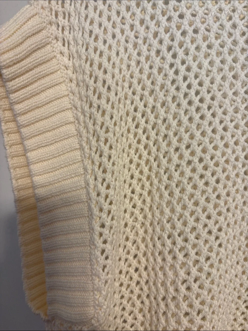 CeCe Cream Open-Knit Sleeveless Crew Sweater